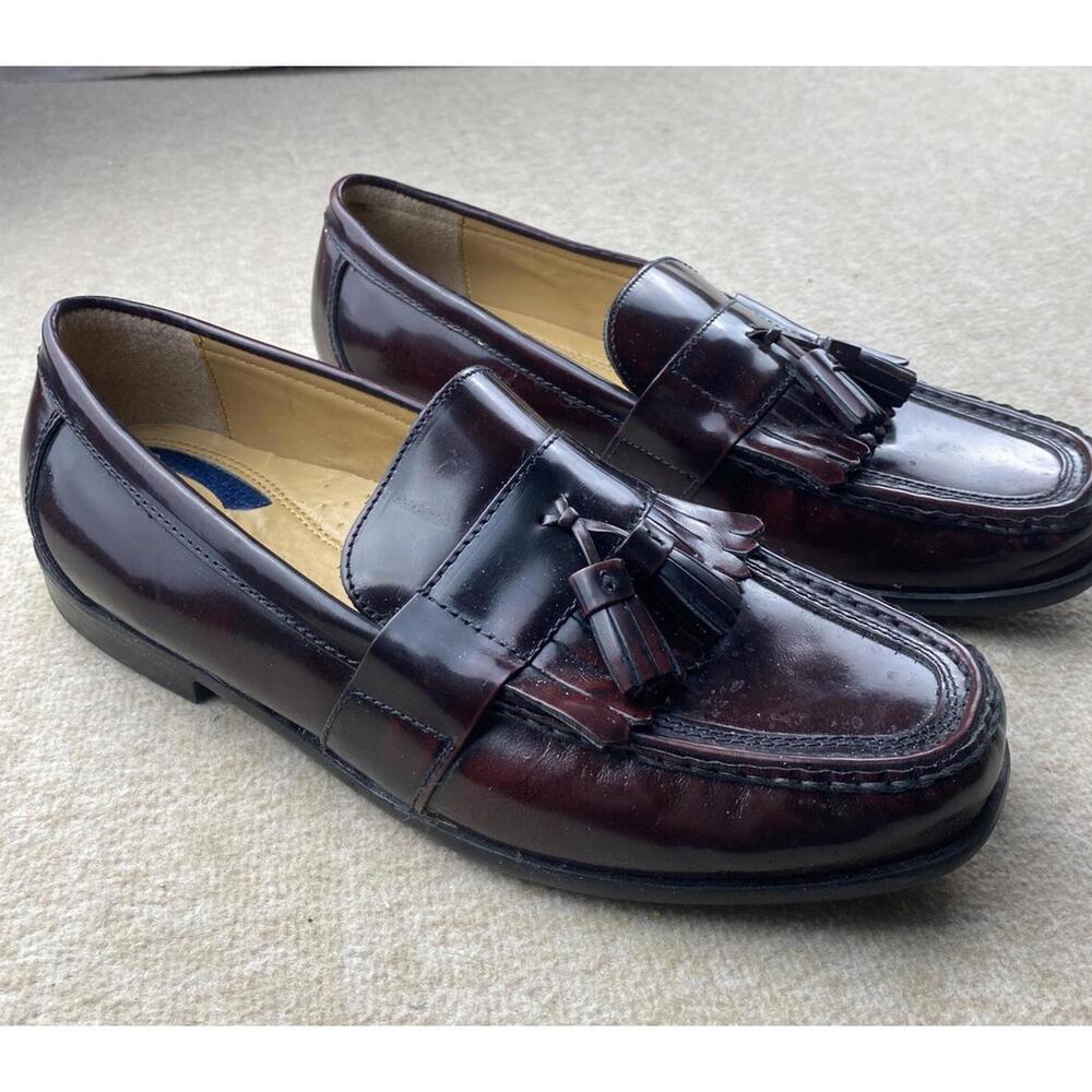 Mens Loafer Shoes Nunn Bush Size 11.5 M Burgundy Wing Tip Tassel Slip On 11 1/2